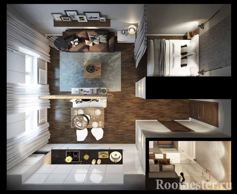 Design af en 1 værelses lejlighed pÃ¥ 30 kvm foto 1 værelses lejlighed 30 m2