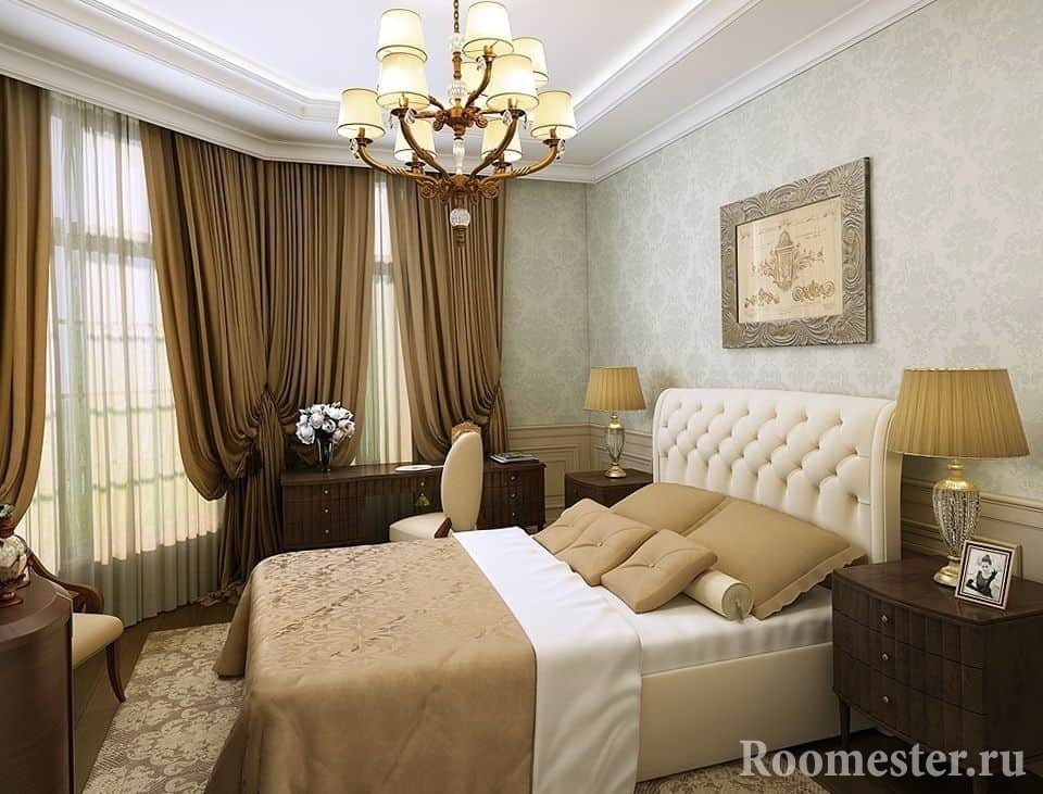 Дизайн в спальне в классическом стиле