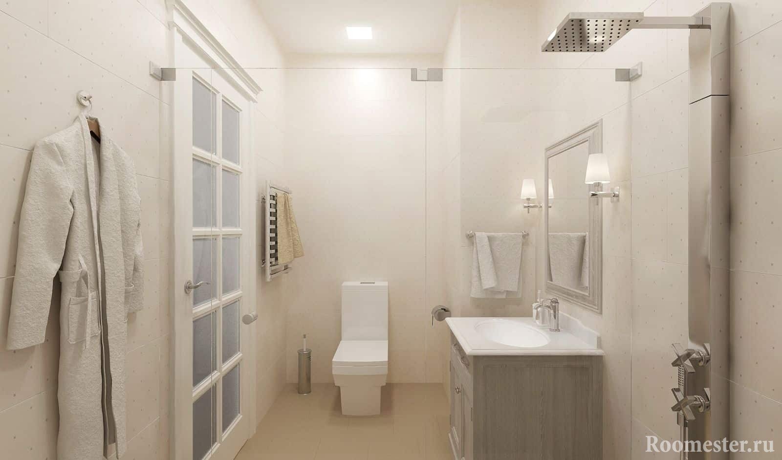 Белая ванная комната в интерьере