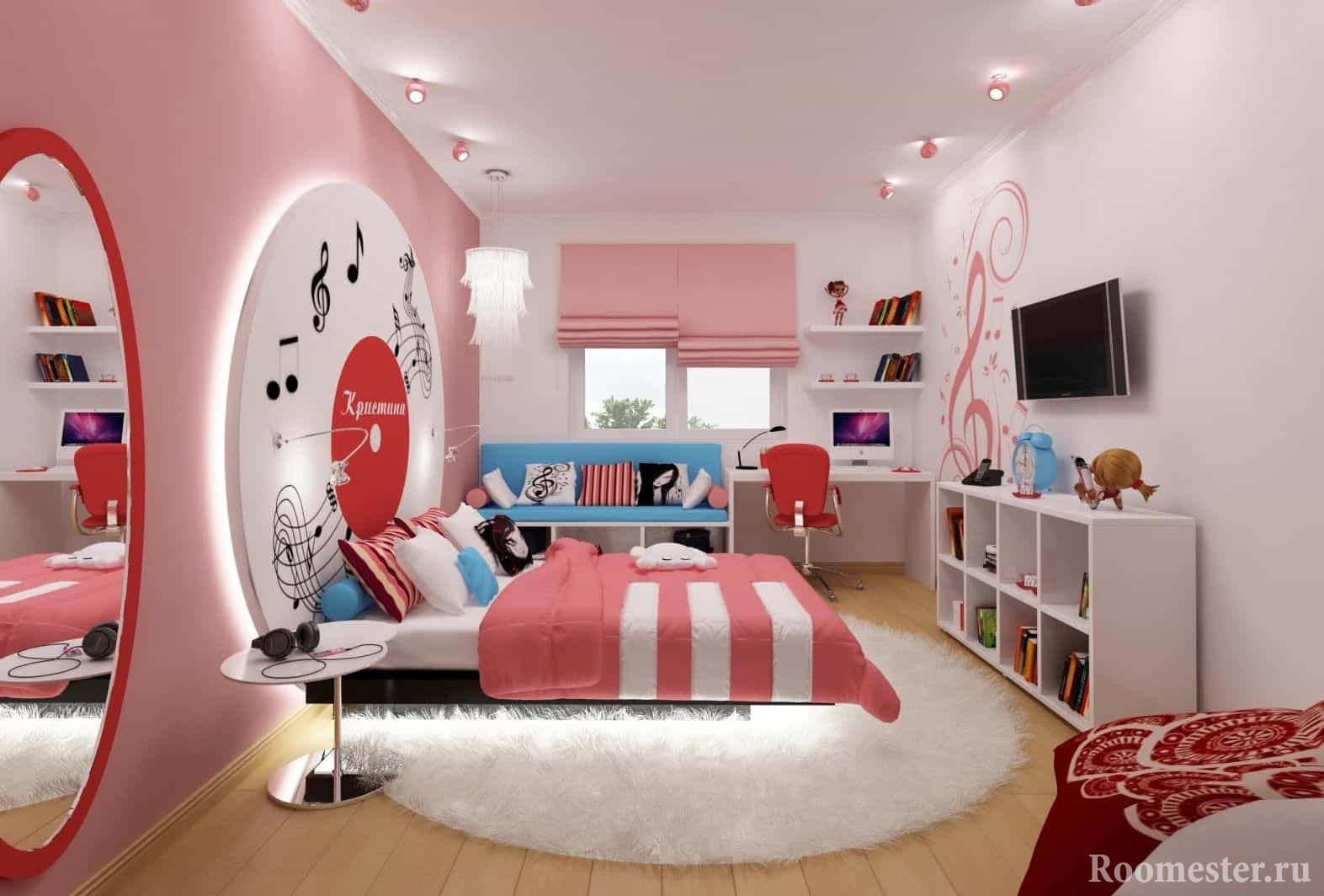 Светлая розовая комната