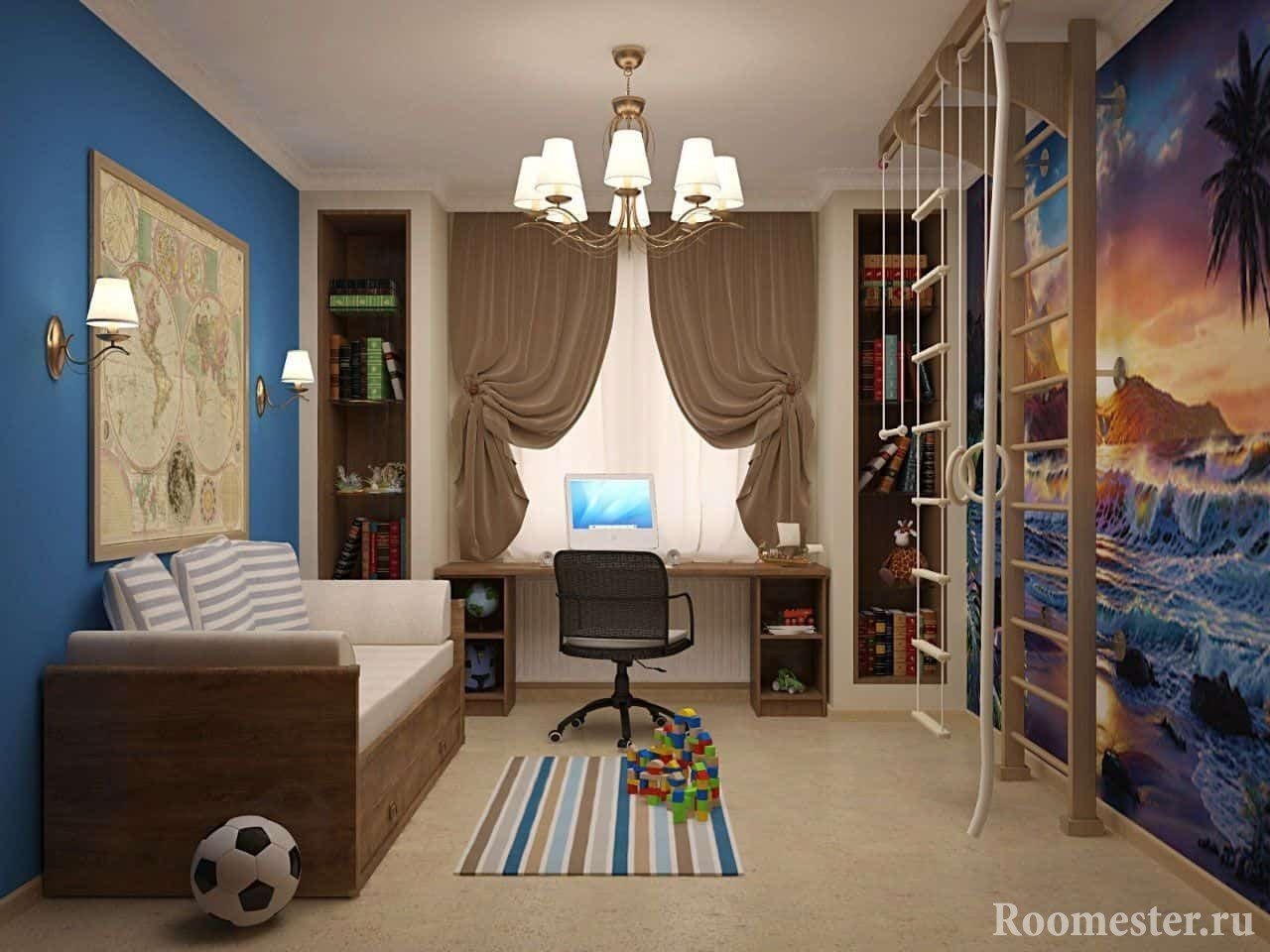 Дизайн проект комнаты в морском стиле 