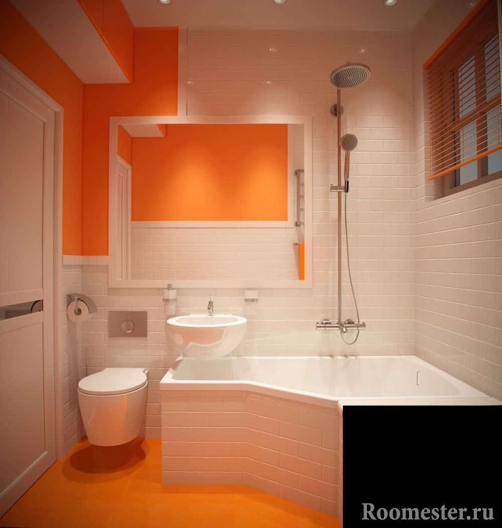 Оранжево-белая ванная 