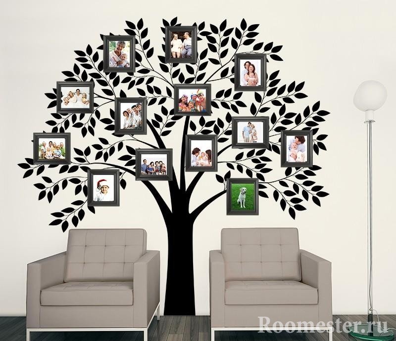 Аппликация на стене семейное дерево 