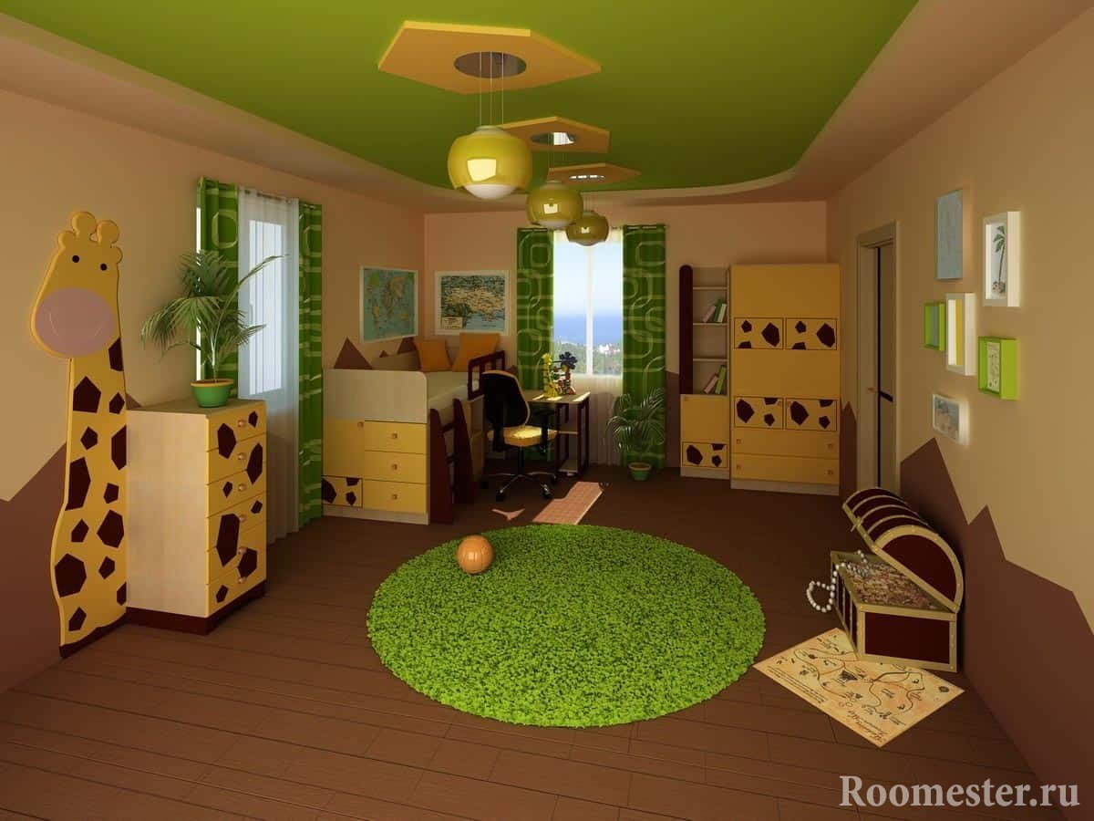 Желто-зеленая комната