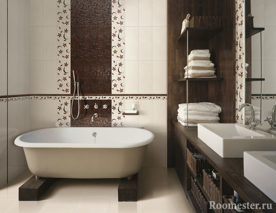 Бежево-коричневая ванная комната