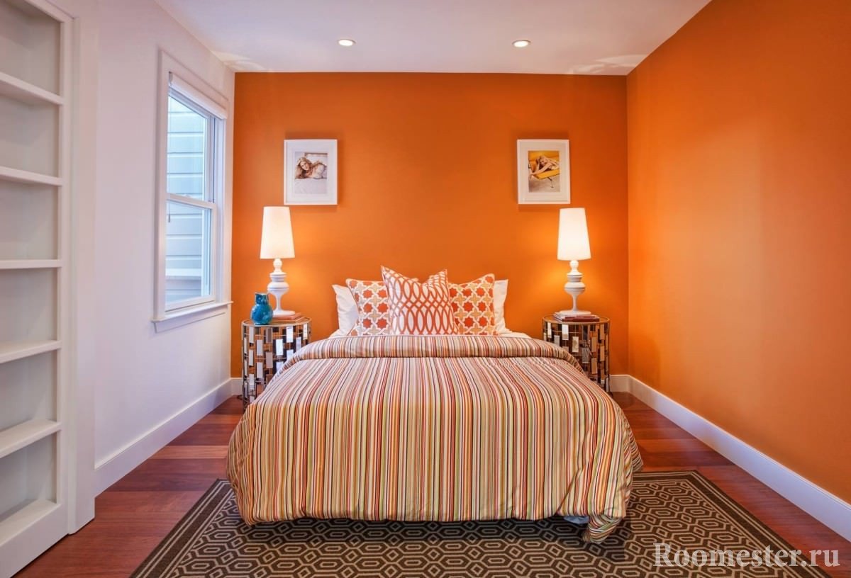 Оранжевый цвет в спальной комнате