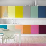 Разноцветные фасады кухни