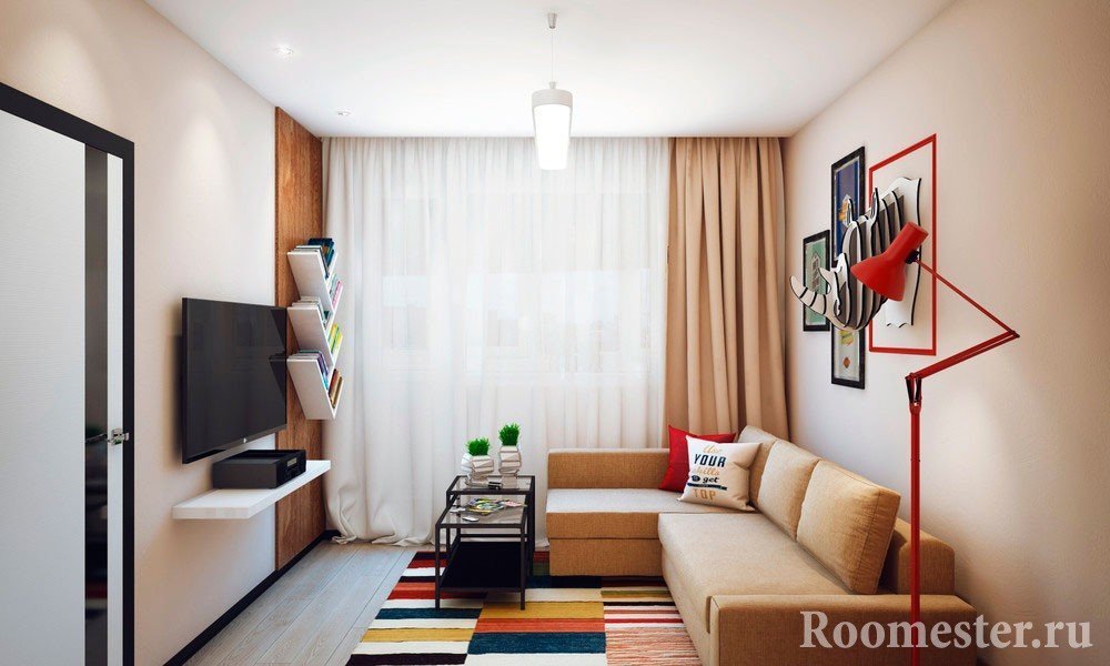Гостиная комната с красочным ковром