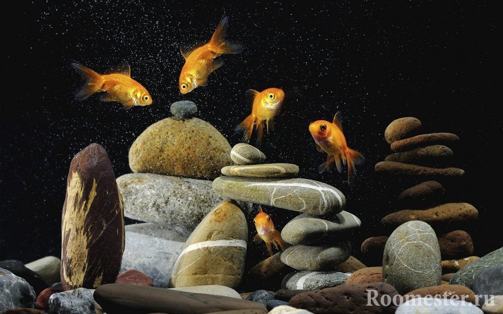 Оформление аквариума камнями