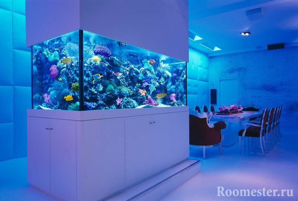 Морской аквариум с использованием живых кораллов «Рифа»