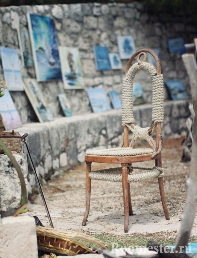 Плетение на стуле бечевкой