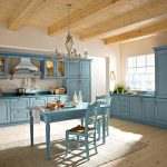 Голубая мебель на кухне