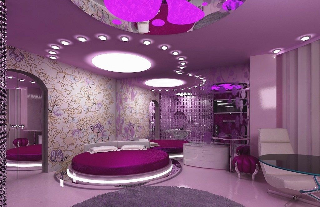 Фиолетовая спальня в современном стиле
