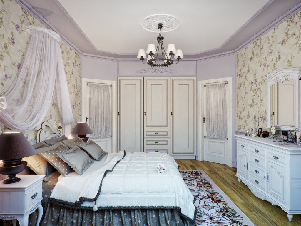 Сиреневая спальня в стиле прованс