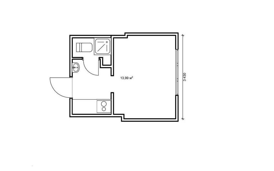 План квартиры-студии от 14 до 25 кв. м.