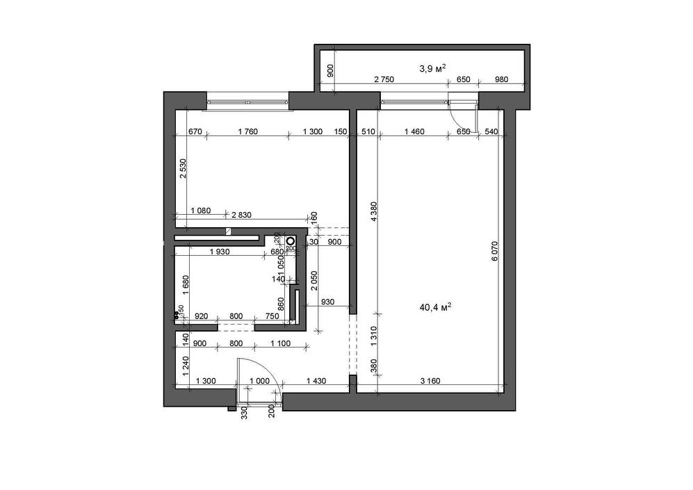 План квартиры-студии от 35 до 42 кв. м.