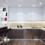 Интересное сочетание цвета мебели на кухне