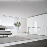 Спальня в стиле минимализм с белым шкафом-купе