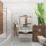 Плитка с бамбуком на стене в ванной