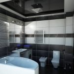 Ванная комната с черным натяжным потолком