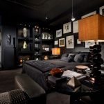 Черный декор спальни с частном доме