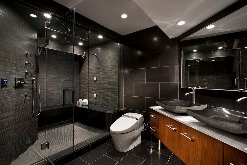 dizajn cherno beloj vannoj komnaty 16 - Дизайн ванной комнаты в черно-белом цвете