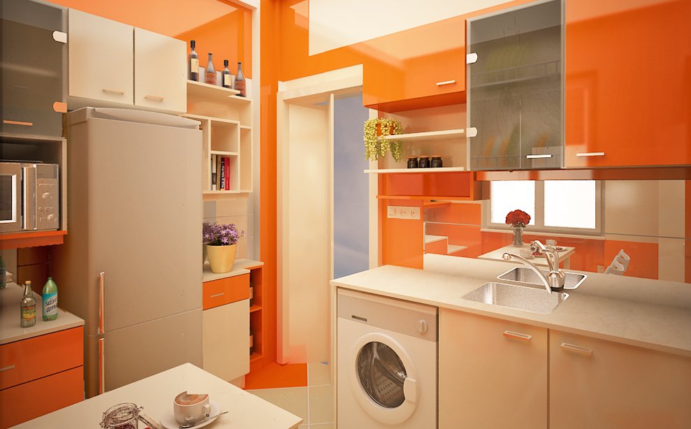 dizajn oranzhevoj kuhni 45 - Дизайн кухни в оранжевом стиле: + 70 фото