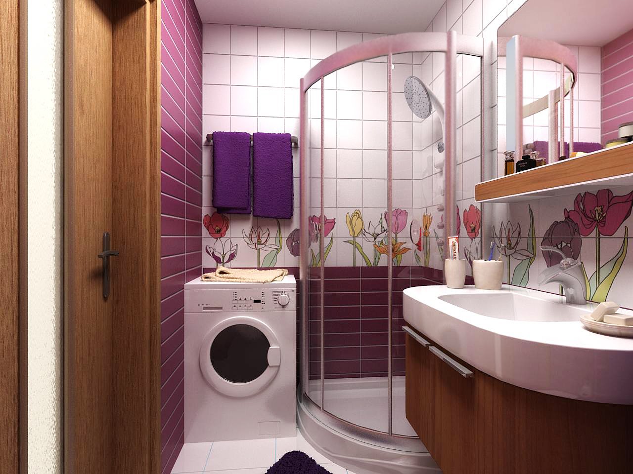 Фиолетовый декор ванной