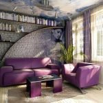 Фиолетовый диван и кресло