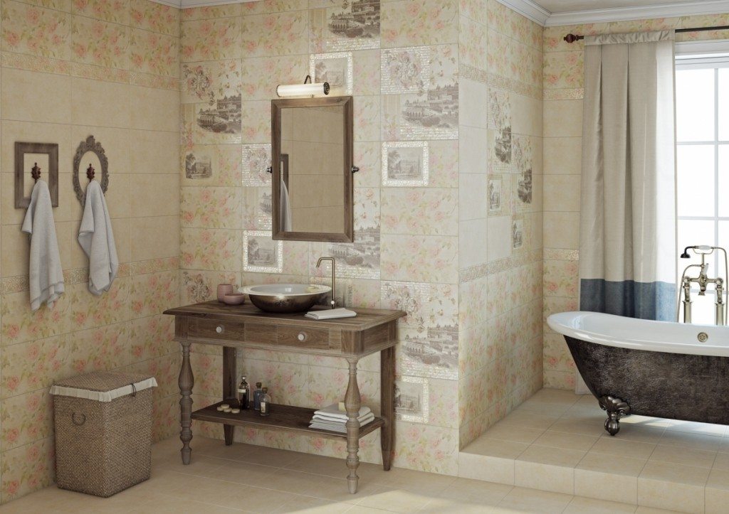 dekor plitki v vannoj 28 - Идеи декора ванной комнаты плиткой +40 фото