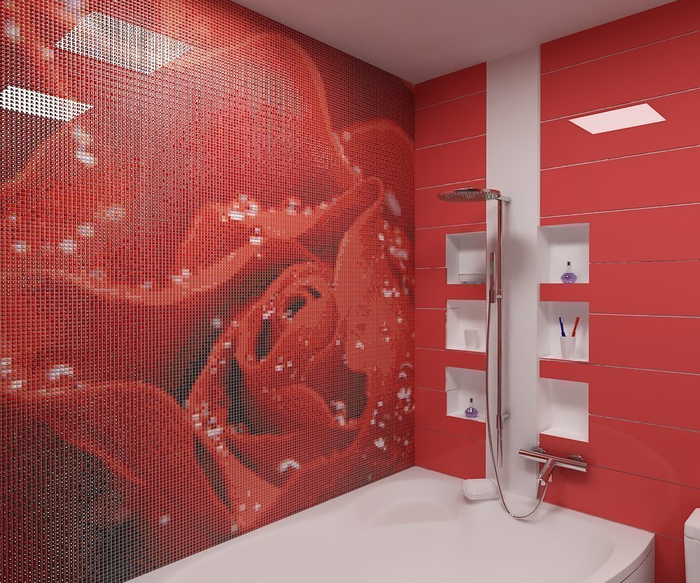 dekor plitki v vannoj 3 - Идеи декора ванной комнаты плиткой +40 фото