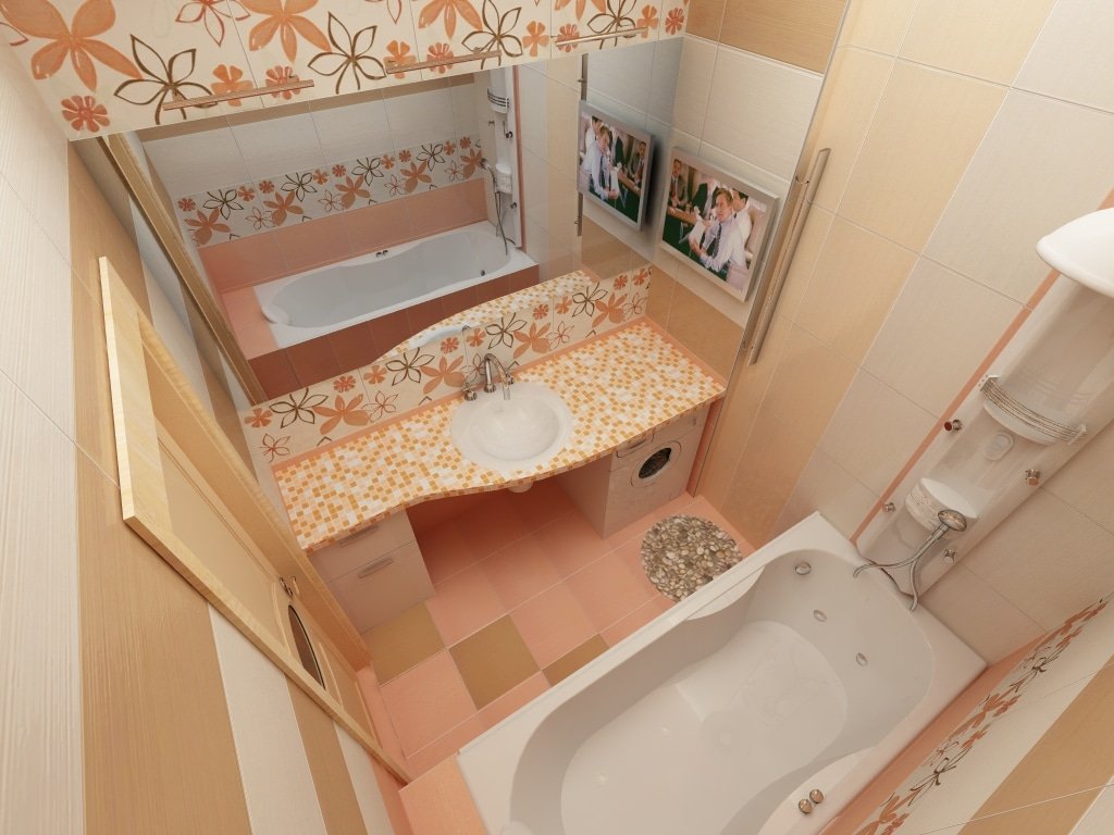 Визуальное увеличение пространства малогабаритной ванной при помощи зеркала