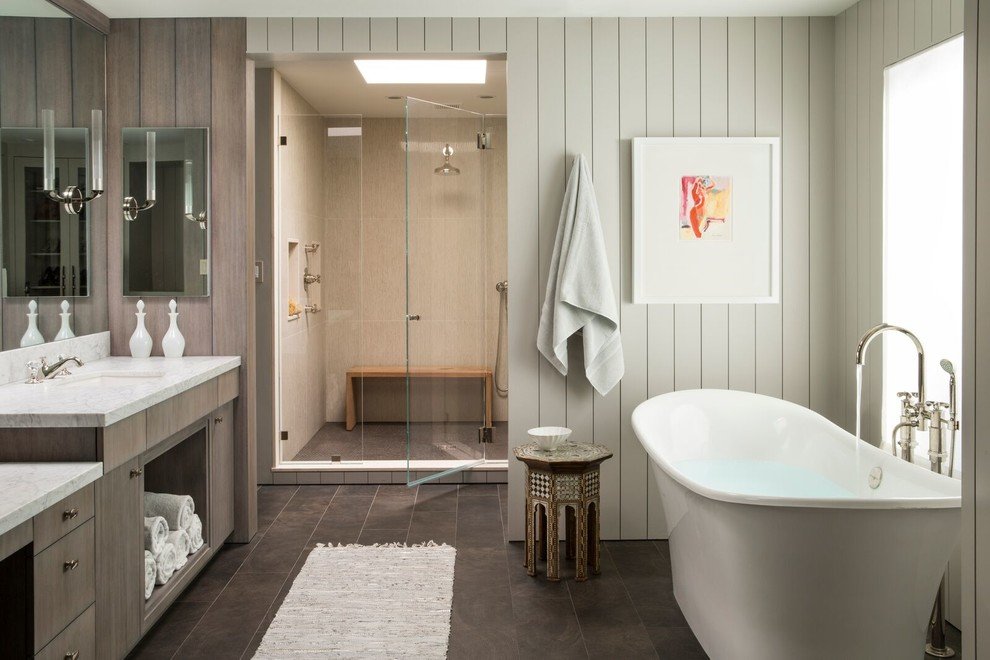 dizajn vanny panelyami 49 - Дизайн ванной комнаты с пластиковыми панелями
