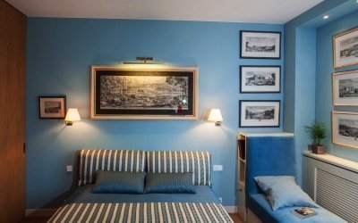 Голубая спальня +75 фото дизайна и интерьера
