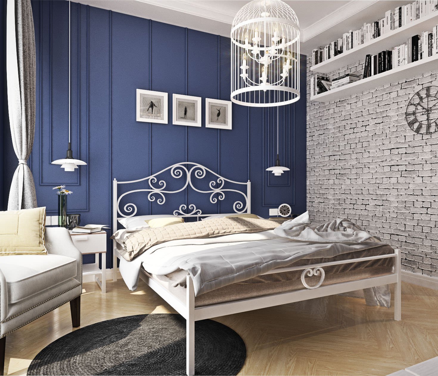 Дизайн спальни с кованной кроватью - 75 фото