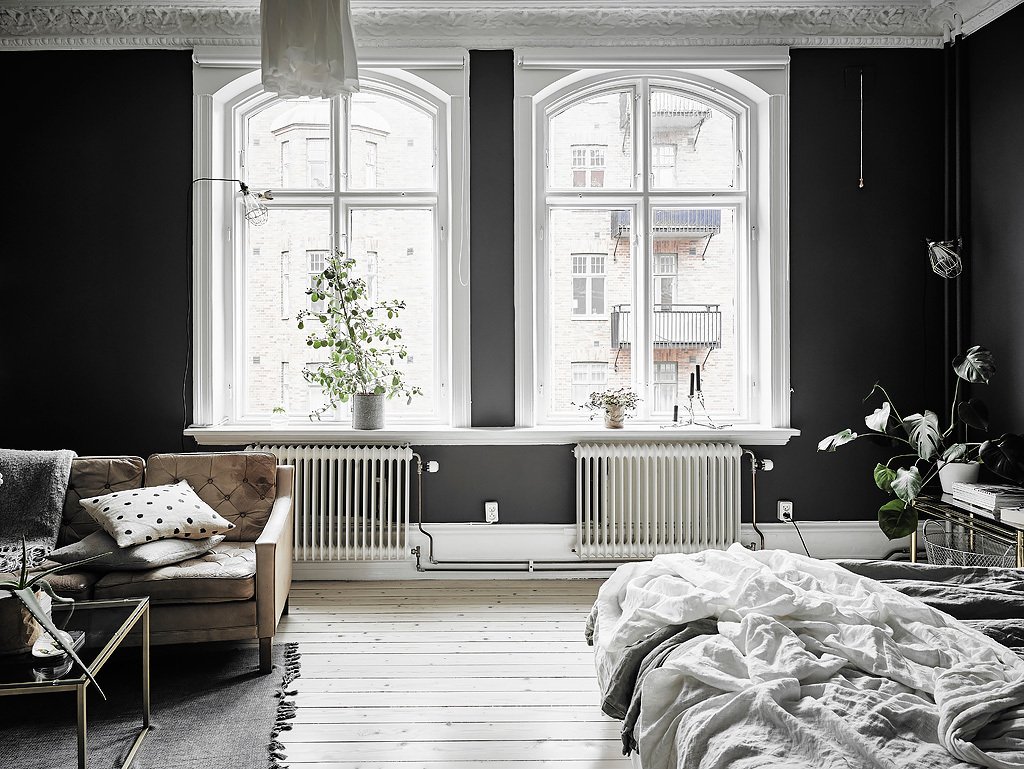 Черно-белый дизайн комнаты