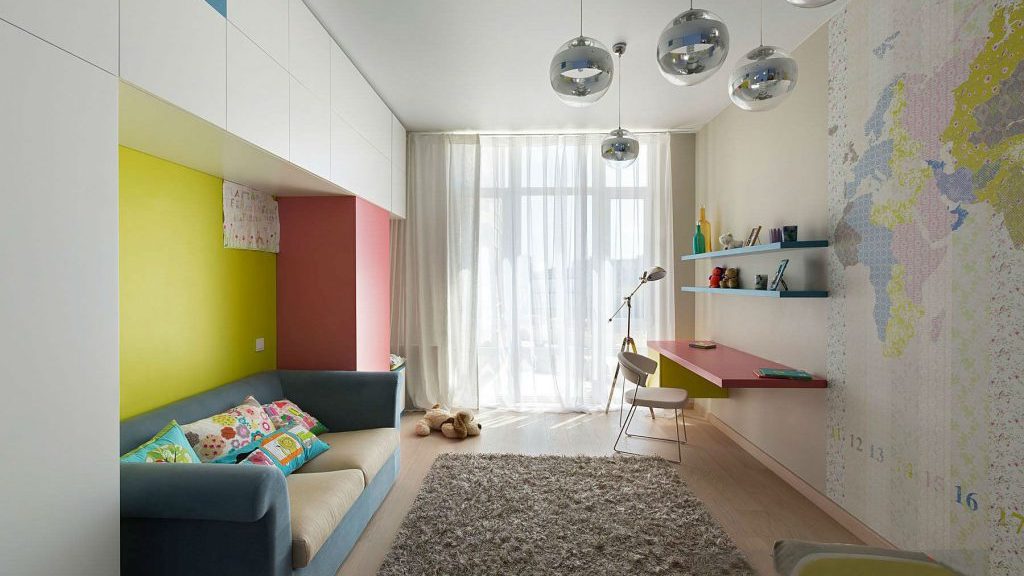Дизайн узкой детской комнаты