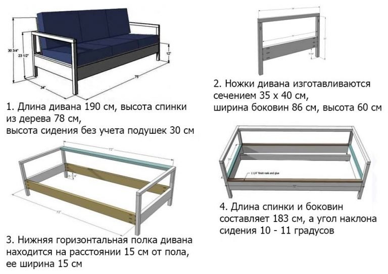 Размеры маленького дивана на кухню