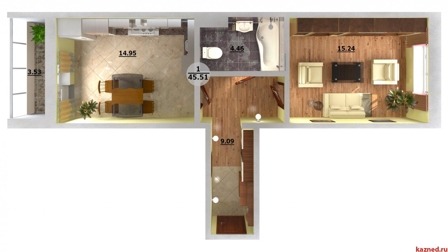 Дизайн интерьера квартиры распашонки