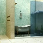 Вариант зонирования пространства в ванной комнате