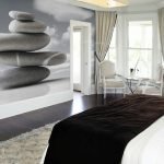 Серые фотообои в дизайне спальни