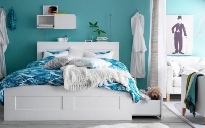Дизайн спальни в бирюзовых тонах: 75 примеров