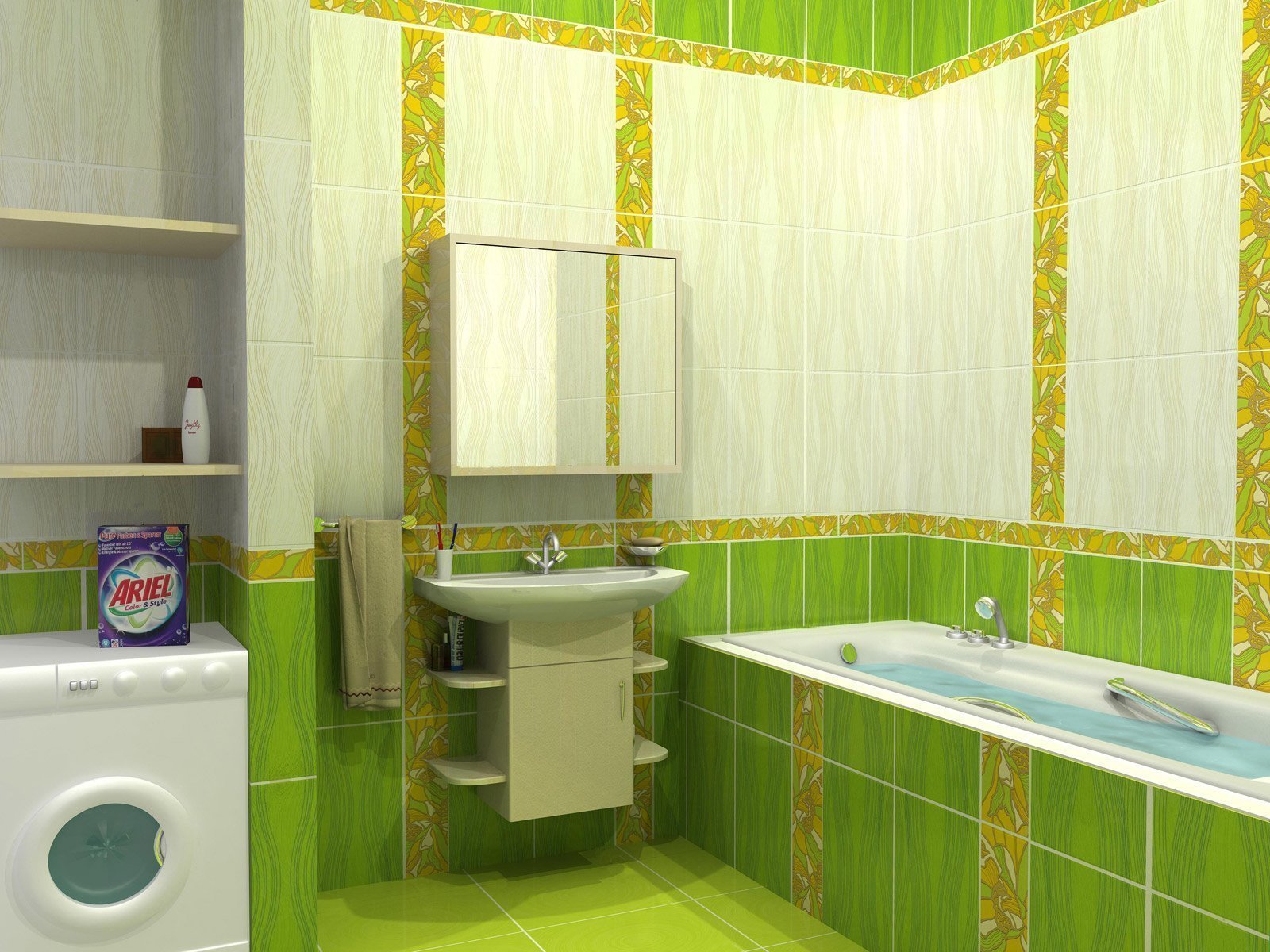 Дизайн ванной в зеленых тонах