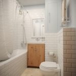 Дизайн узкой ванной комнаты с кирпичной кладкой 