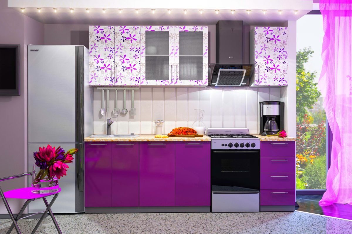 Фиолетовая кухня в стиле романтик