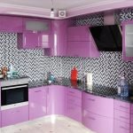 Дизайн серо-фиолетовой кухни