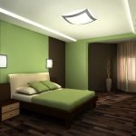 Сочетание зеленого с коричневым в интерьере спальни