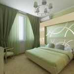 Интерьер зеленой спальни в стиле модерн