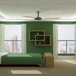 Зеленая спальня в стиле минимализм