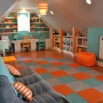 Оранжевый и бирюзовый в дизайне игровой комнаты